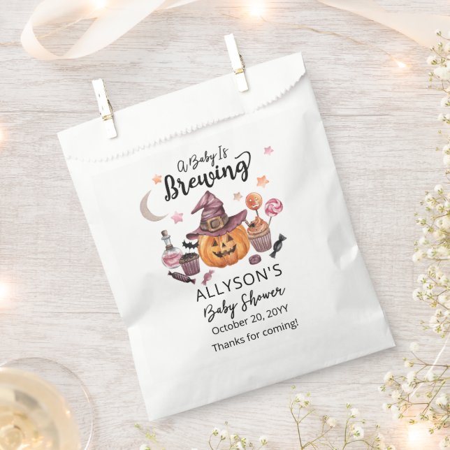 A Baby Is Brewing Jack-O-Lantern Halloween Shower Favour Bags (Clipped)