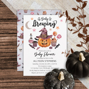 A Baby Is Brewing Jack-O-Lantern Halloween Shower  Invitation