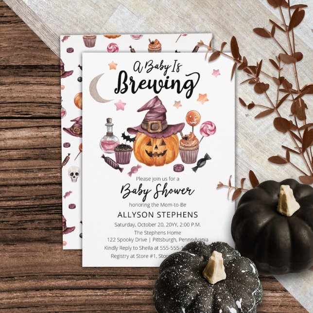 A Baby Is Brewing Jack-O-Lantern Halloween Shower  Invitation (Creator Uploaded)