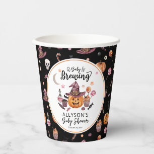 A Baby Is Brewing Jack-O-Lantern Halloween Shower  Paper Cups