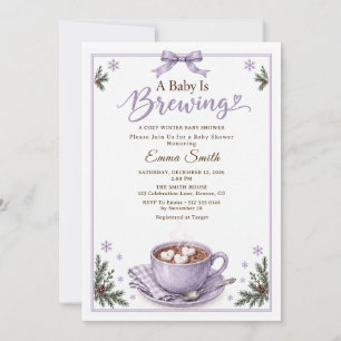 A Baby Is Brewing LavenderWinter Cocoa Baby Shower Invitation