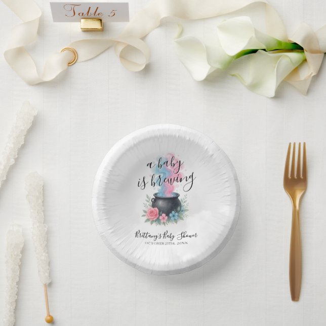 A Baby Is Brewing Magical Cauldron Paper Plate (Wedding)