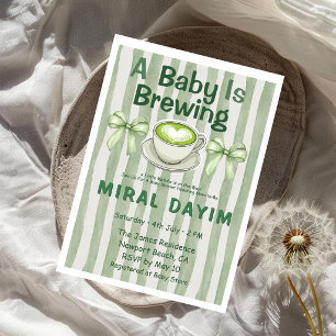 A Baby Is Brewing Matcha Baby Shower Invitation