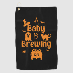 A Baby Is Brewing Maternity Halloween Women Funny Golf Towel