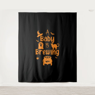 A Baby Is Brewing Maternity Halloween Women Funny Tapestry