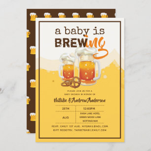 A Baby Is Brewing Momma Pint Beer  Modern Boy Girl Invitation