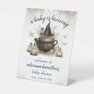 A Baby Is Brewing Neutral Baby Shower Welcome  Pedestal Sign