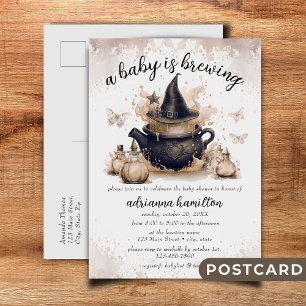 A Baby Is Brewing Neutral Halloween Baby Shower Postcard