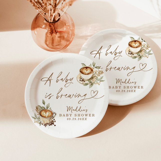 A Baby is Brewing Paper Plates, Coffee Baby Shower Plate (Creator Uploaded)