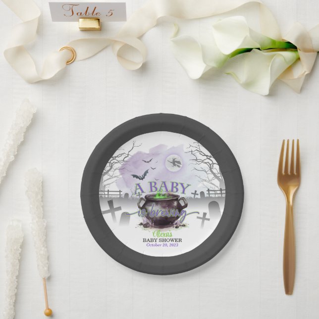 A Baby is Brewing Party Plate (P/G) Custom (Wedding)