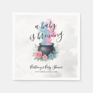 A Baby Is Brewing Pink and Blue Cauldron Napkin