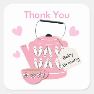 A Baby Is Brewing Pink Baby Girl Shower Square Sticker