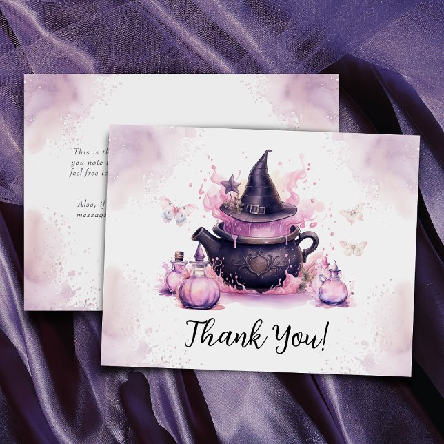 A Baby Is Brewing Pink Halloween Baby Shower  Thank You Card (Creator Uploaded)