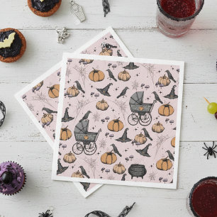 A Baby is Brewing Pink Victorian Baby Carriage Napkin