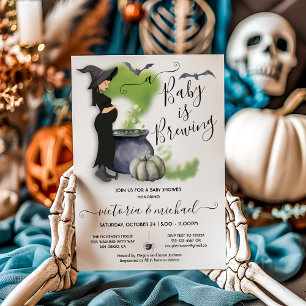 A Baby is Brewing Pregant Witch Baby Shower Invitation