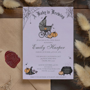 A Baby is Brewing Purple Baby Shower Invitation