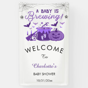A Baby Is Brewing Purple Halloween Baby Shower Banner