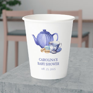 A Baby is Brewing purple Tea Party Baby Shower Paper Cups