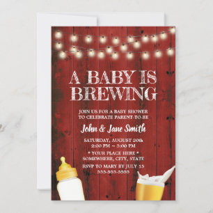 A Baby is Brewing Rustic Red Barn Wood Baby Shower Invitation