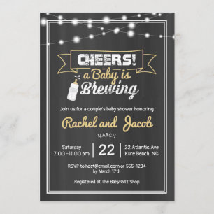 A Baby is Brewing Shower String Lights Chalkboard Invitation