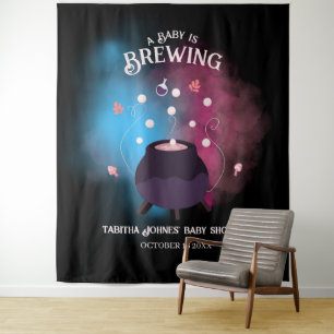 A Baby Is Brewing Spooky Gender Reveal Cauldron Tapestry