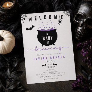 'A baby is Brewing' Spooky Halloween Baby Shower Invitation