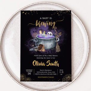 A Baby is Brewing Spooky Halloween Baby Shower Invitation