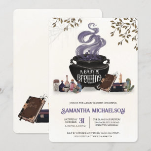 A Baby is Brewing Spooky Halloween Shower  Invitation