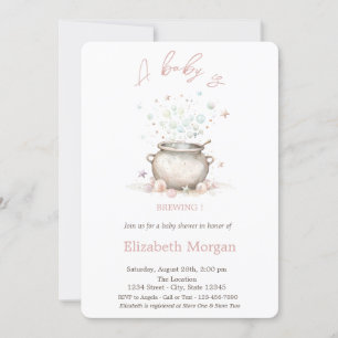 A Baby Is Brewing Striped Halloween Invitation