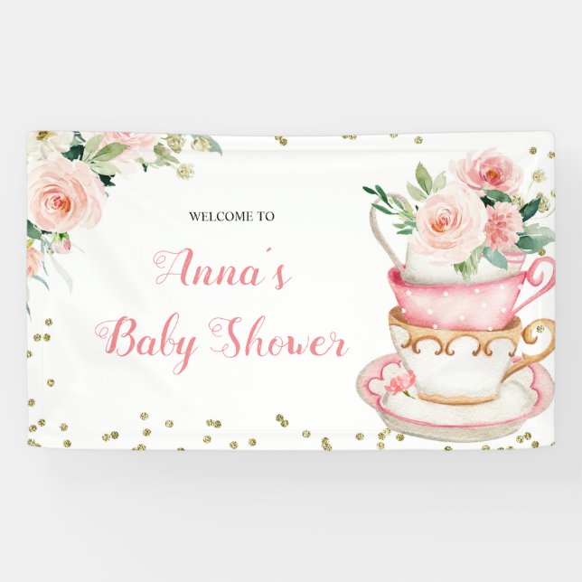 A Baby is Brewing Tea Party Baby Shower Banner (Horizontal)
