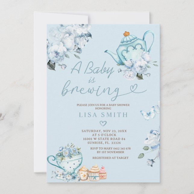  A Baby Is Brewing Tea Party Baby Shower Invitation (Front)