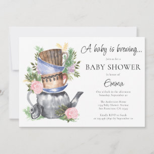 A Baby is Brewing Tea Party Baby Shower Invitation