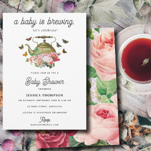 A Baby is Brewing Tea Party Baby Shower Invitation