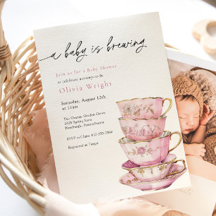 A Baby is Brewing Tea Party Baby Shower Invitation