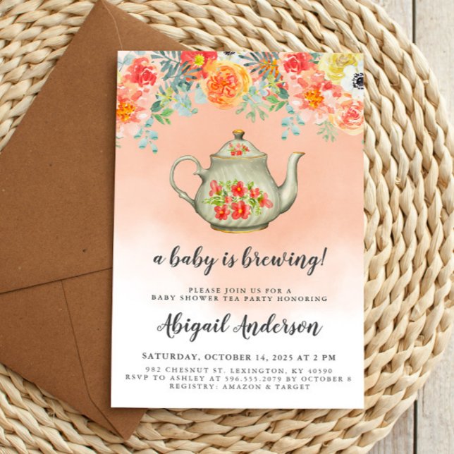 A Baby is Brewing Tea Party Baby Shower Invitation (Creator Uploaded)