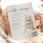 A Baby is Brewing Tea Party Baby Shower Invitation<br><div class="desc">Baby Shower invitation featuring a stack of teacups perfect for a Baby Tea Party.  Customise with your information for the mum to be. Click "click to customise further" to change the font style,  size or colour.</div>