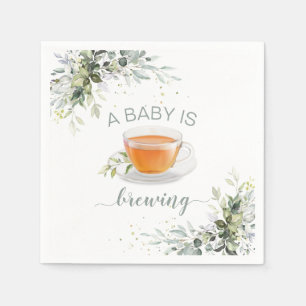 A baby is brewing Tea Party Baby Shower Napkin