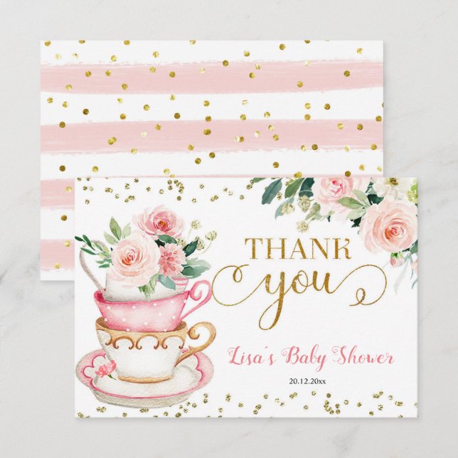 A Baby is Brewing Tea Party Baby Shower Thank You  Card (Front/Back)