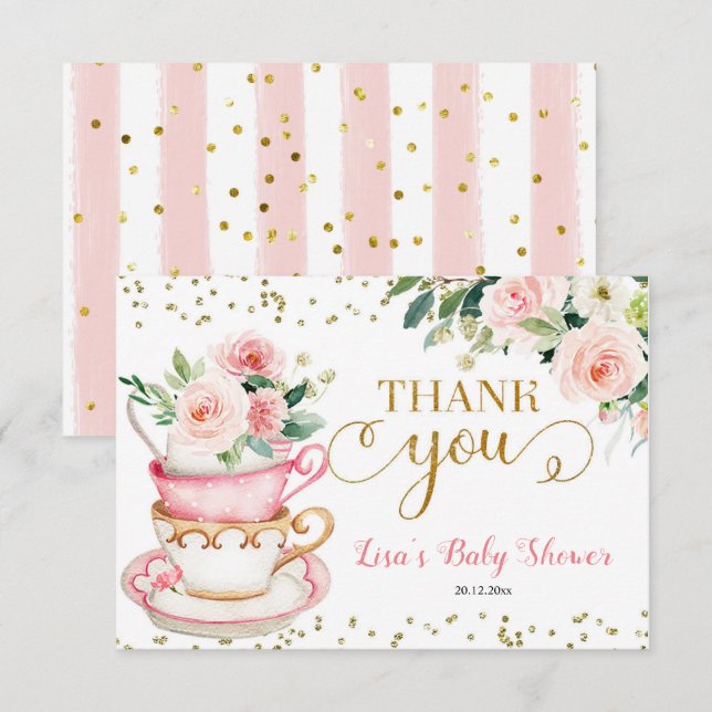 A Baby is Brewing Tea Party Baby Shower Thank You Card (Front/Back)