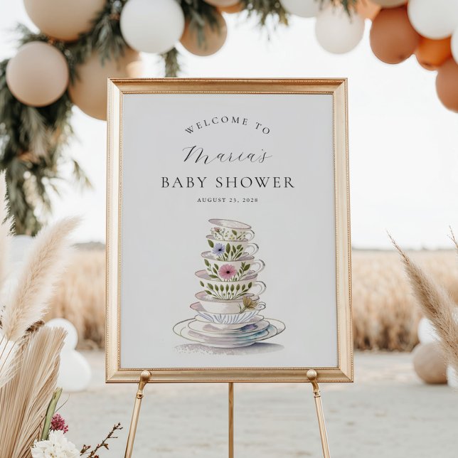 A Baby is Brewing Tea Party Baby Shower Welcome Poster (Creator Uploaded)