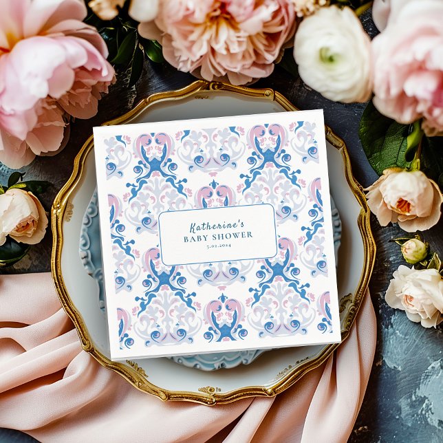 A baby is brewing tea party floral baby Shower Napkin (Creator Uploaded)