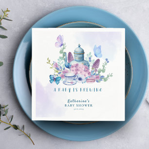 A baby is brewing tea party floral baby Shower Napkin