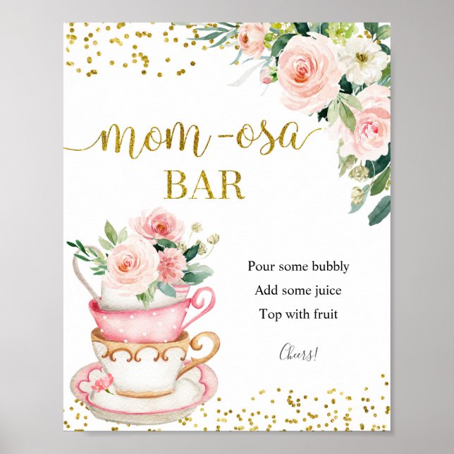 A Baby is Brewing Tea Party Momosa Bar Sign (Front)