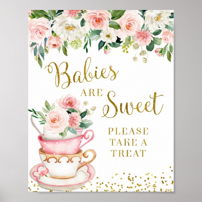 A Baby is Brewing Tea Party Please Take a Treat Poster (Front)