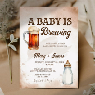 A Baby is Brewing Watercolor Coed Baby Shower Invitation