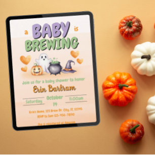 "a Baby is Brewing" watercolor cute baby shower Invitation