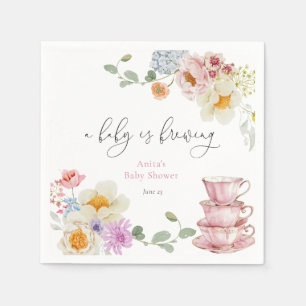 A Baby is Brewing Wildflower Tea Baby Shower Napkin