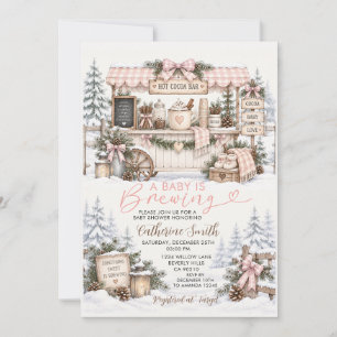 A Baby Is Brewing Winter Baby Shower Snowflake Invitation