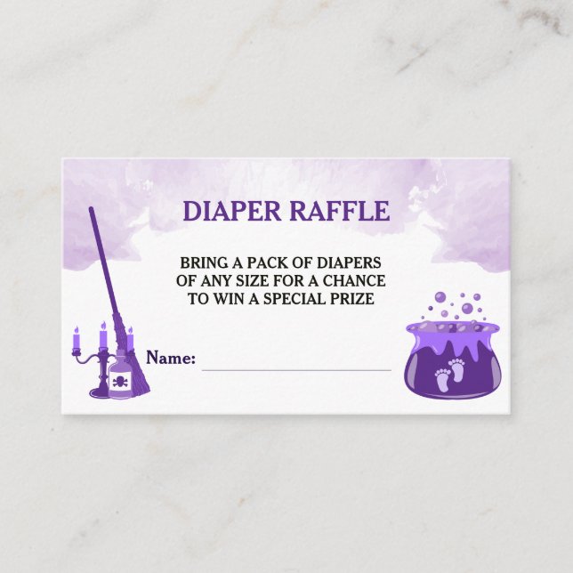 A Baby Is Brewing Witch Baby Shower Diaper Raffle Enclosure Card (Front)