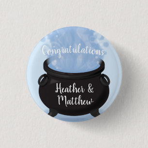 A Baby is Brewing Witch Baby Shower Gothic Blue 3 Cm Round Badge